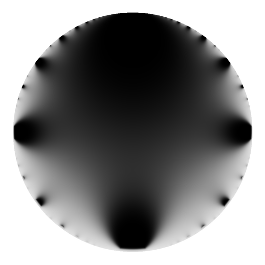 Image of the delta function on the disk